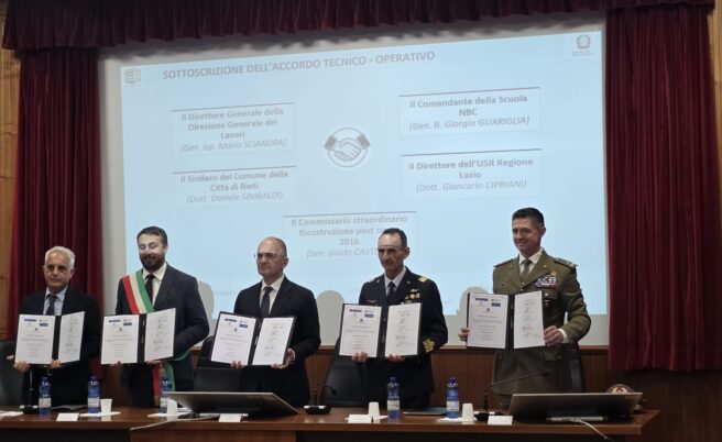 FIRMATO L’ACCORDO PER GLI INTERVENTI DI RIQUALIFICAZIONE DELLA CASERMA “VERDIROSI” DI RIETI